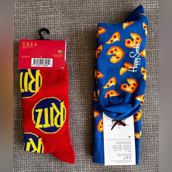 Set of two socks pizza Happy socks and Ritz logo socks - Picture 3 of 6